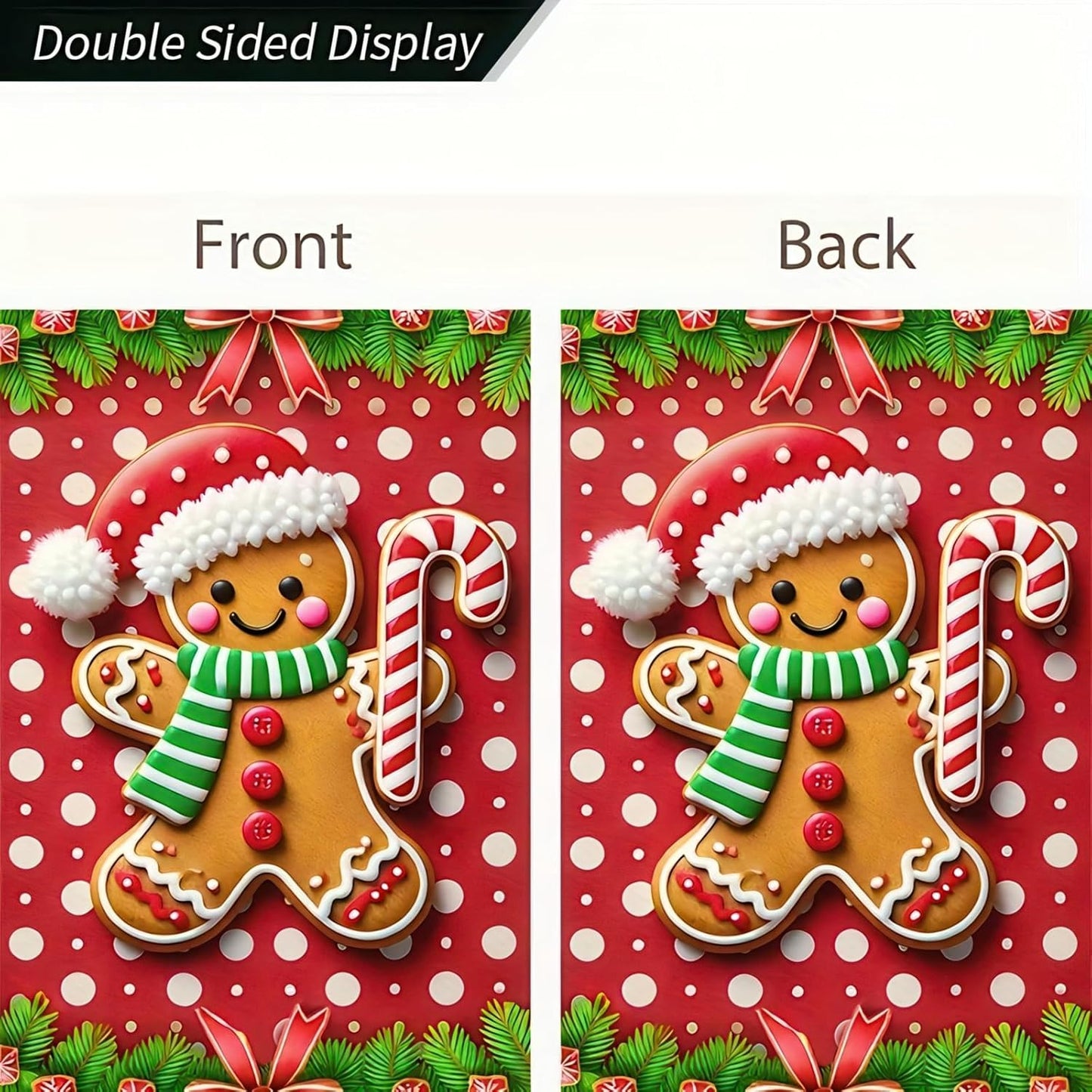 Christmas Garden Flag Gingerbread Man Flag Holiday Yard Banner Christmas Decoration Polyester 12 X 18 Inch Double Sided Small Winter Yard Flag for Outdoor Farmhouse Decoration