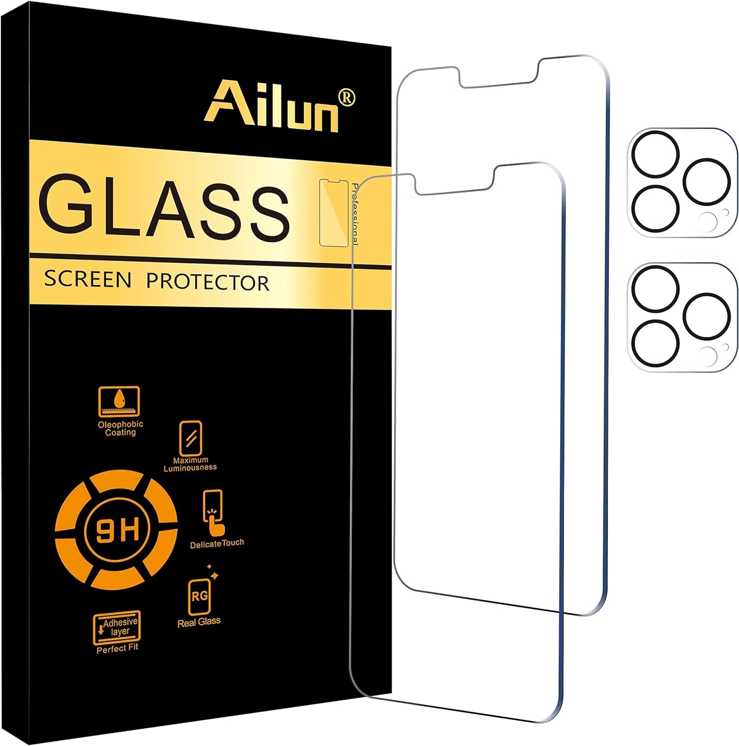 3 Pack Screen Protector for Iphone 16 [6.1 Inch] + 3 Pack Camera Lens Protector with Installation Frame,Case Friendly Tempered Glass Film,[9H Hardness] - HD [6 Pack]