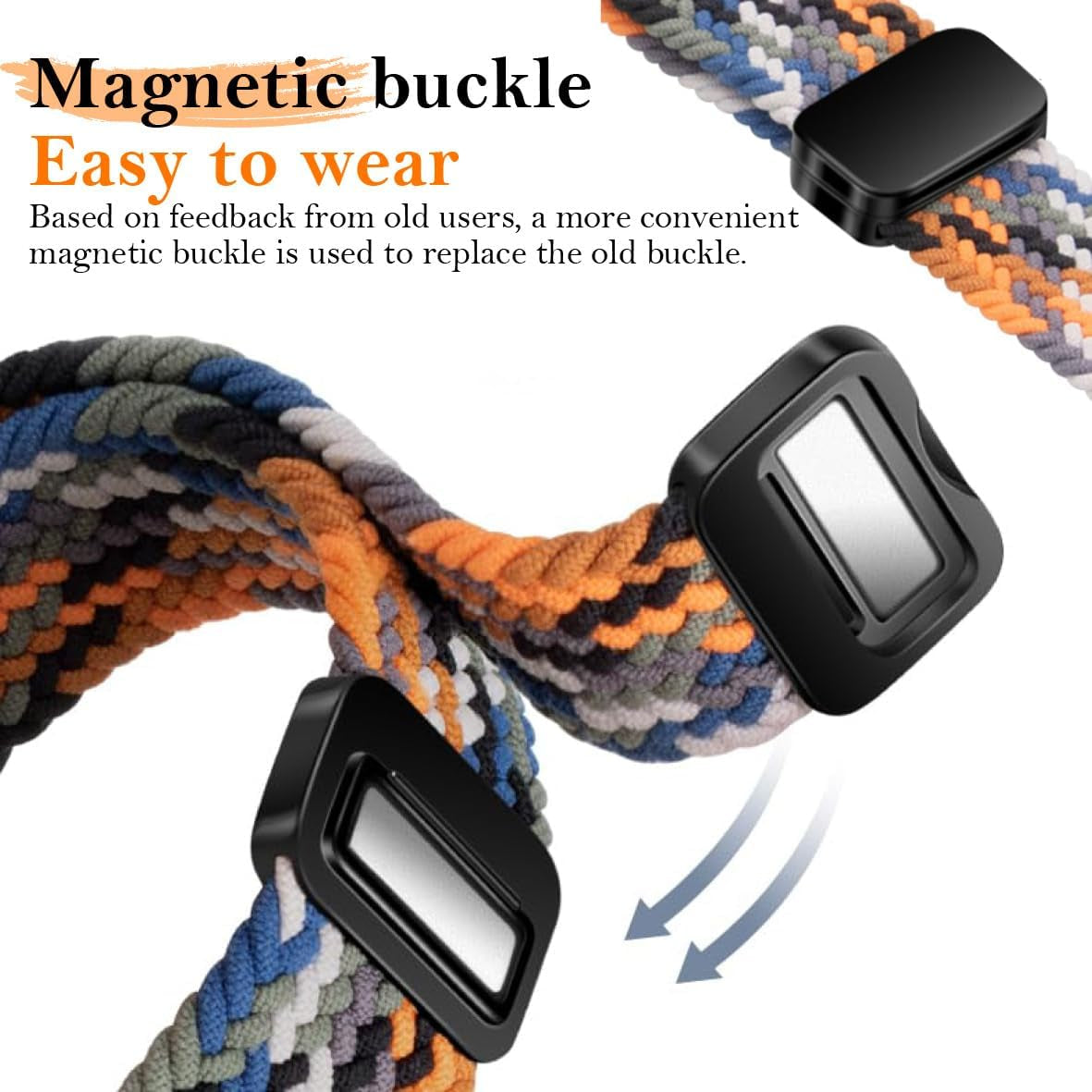Magnetic Braided Stretchy Loop - Compatible with Apple Watch Band 42Mm 46Mm 40Mm 41Mm 44Mm 45Mm 38Mm Ultra/2 49Mm Women Men,Elastic Woven Fabric Nylon Strap for Iwatch Ultra Series 10 9 8 7 6 5 4 3 SE