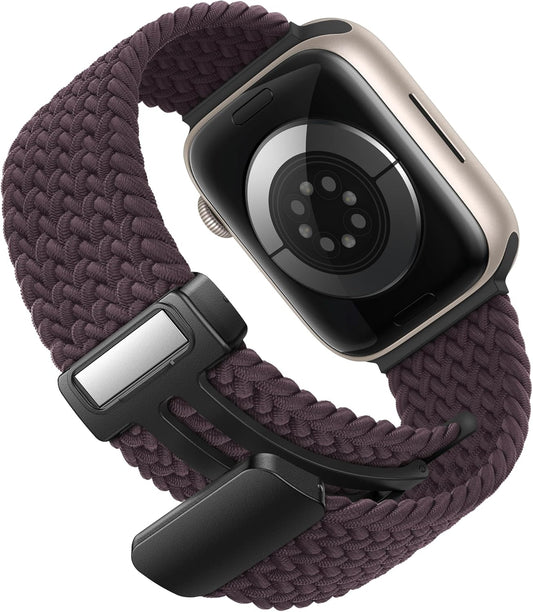 Magnetic Nylon Braided Stretchy Sport Solo Loop Band for Apple Watch, Soft Elastic Fabric Cloth Strech Strap Compatible with Iwatch SE Series 9/8/7/6/5/4/3/2, 38Mm 40Mm 41Mm