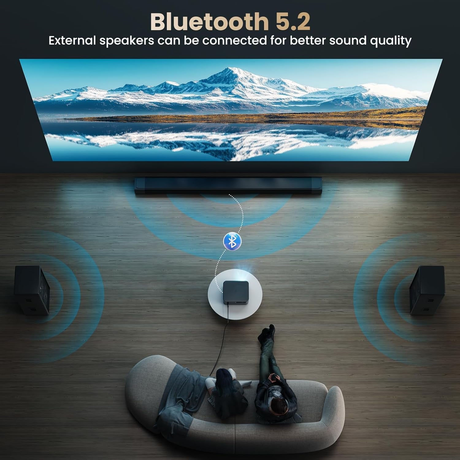 [1000 Ansi/Auto Focus] 4K Home Theater Projector with Wifi 6 and Bluetooth 5.2,  300'' Movie Projector for Indoor/Outdoor, Smart Proyector Compatible with Phone/Tv Stick/Pc/Ps5