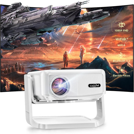 [360° Adjustable Stand] Mini Projector with Wifi and Bluetooth - Electric Focus & Auto Keystone Native 1080P Portable Projector,  L02 Movie Phone Projector for Phone/Laptop/Hdmi/Tv Sticks