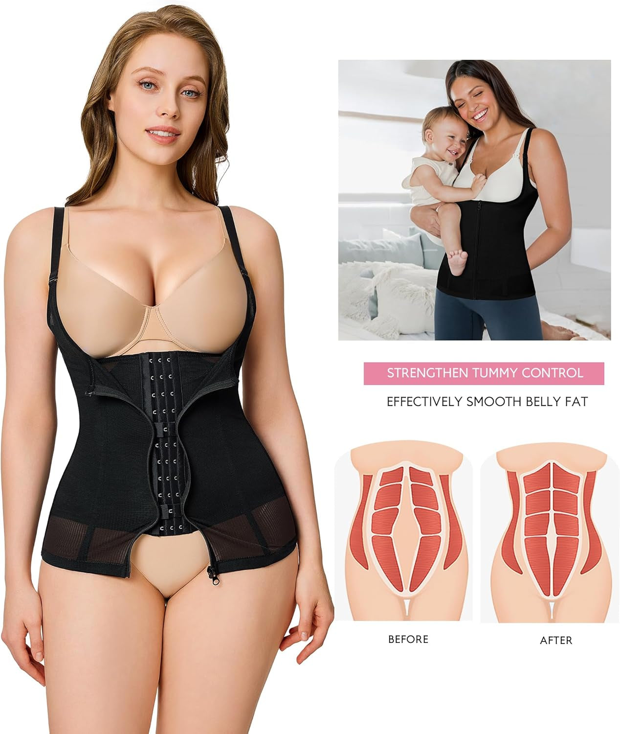 Waist Trainer for Women Corset Shapewear Waist Cincher Tummy Control Body Shaper Girdle