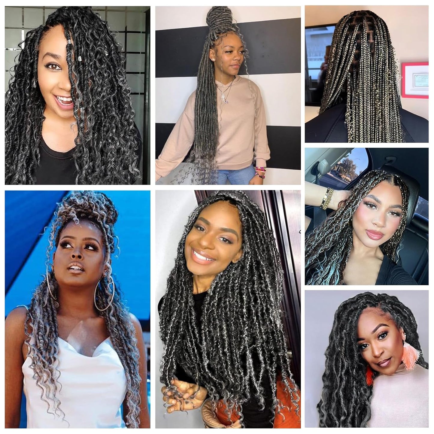 Langer Gray Human Braiding Hair Deep Wave Bulk Human Hair for Braiding No Weft Bundle 150G 3 Bundles/Pack 16A Brazilian Virgin Water Curly Human Hair Extensions for Boho Braids 18 Inch Salt and Pepper