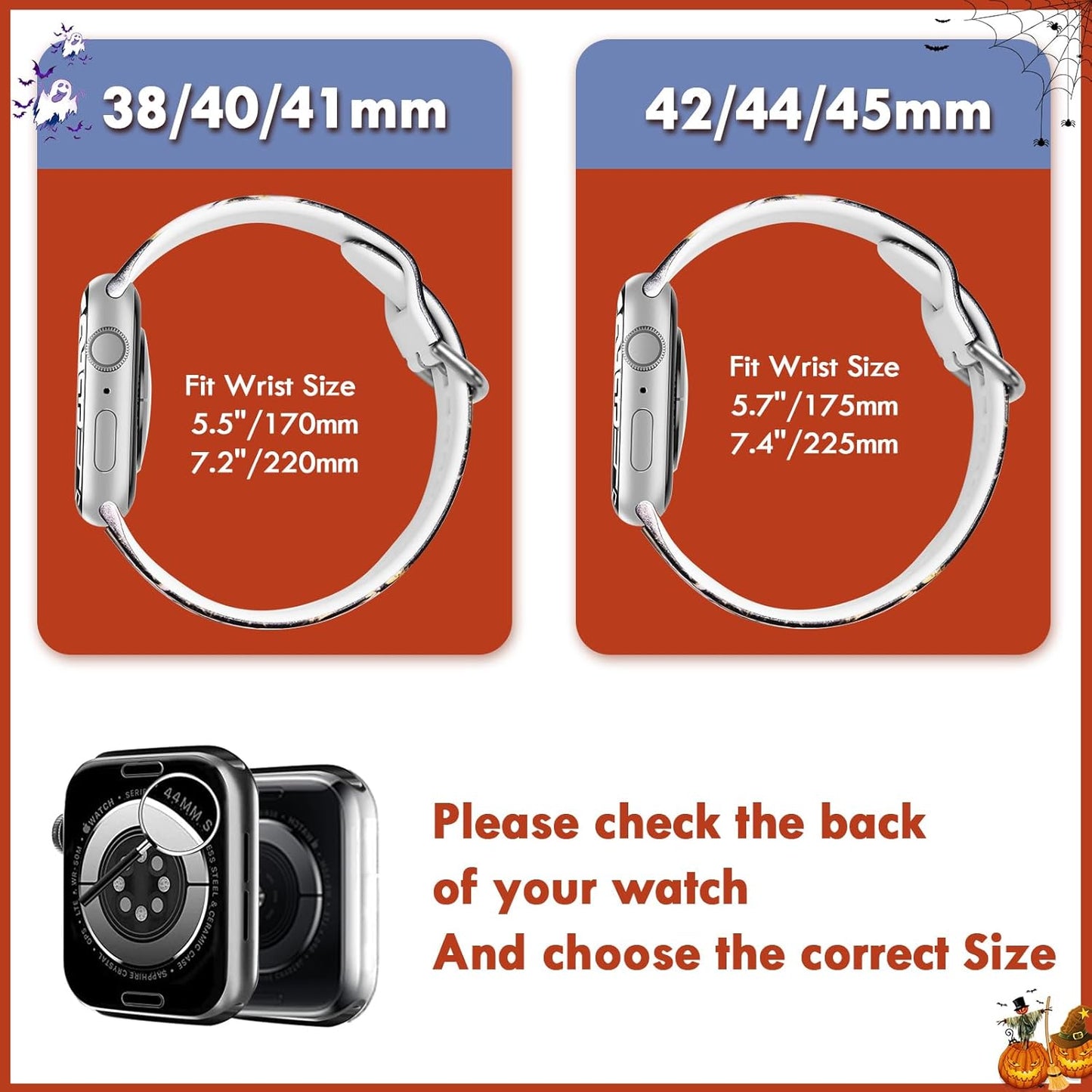 Halloween Compatible with Apple Watch Band 40Mm for Women Girl, Silicone Strap for Apple Watch Bands Gift 38Mm 41Mm, Soft Festival Bands for Iwatch Bands Series 10 9 8 7 6 5 4 3 2 1 SE Men Boy