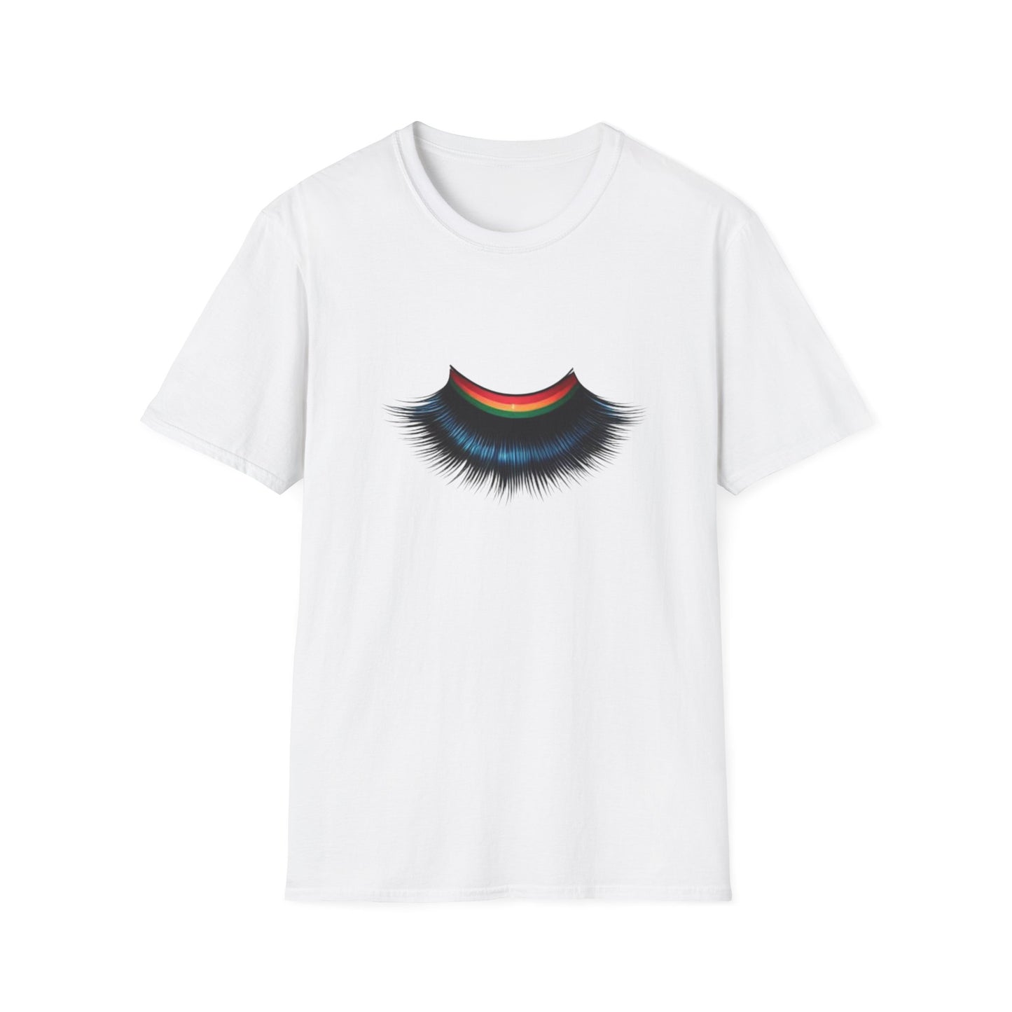 Cheerful Graphic Unisex Softstyle T-Shirt - Whimsical Gucci Inspired Eye Lashe Smile Design