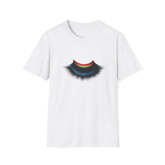 Cheerful Graphic Unisex Softstyle T-Shirt - Whimsical Gucci Inspired Eye Lashe Smile Design