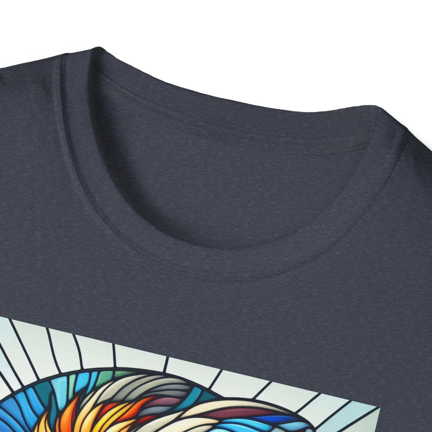 Lionhead Rabbit Animal Stained Glass Design Unisex Softstyle T-Shirt