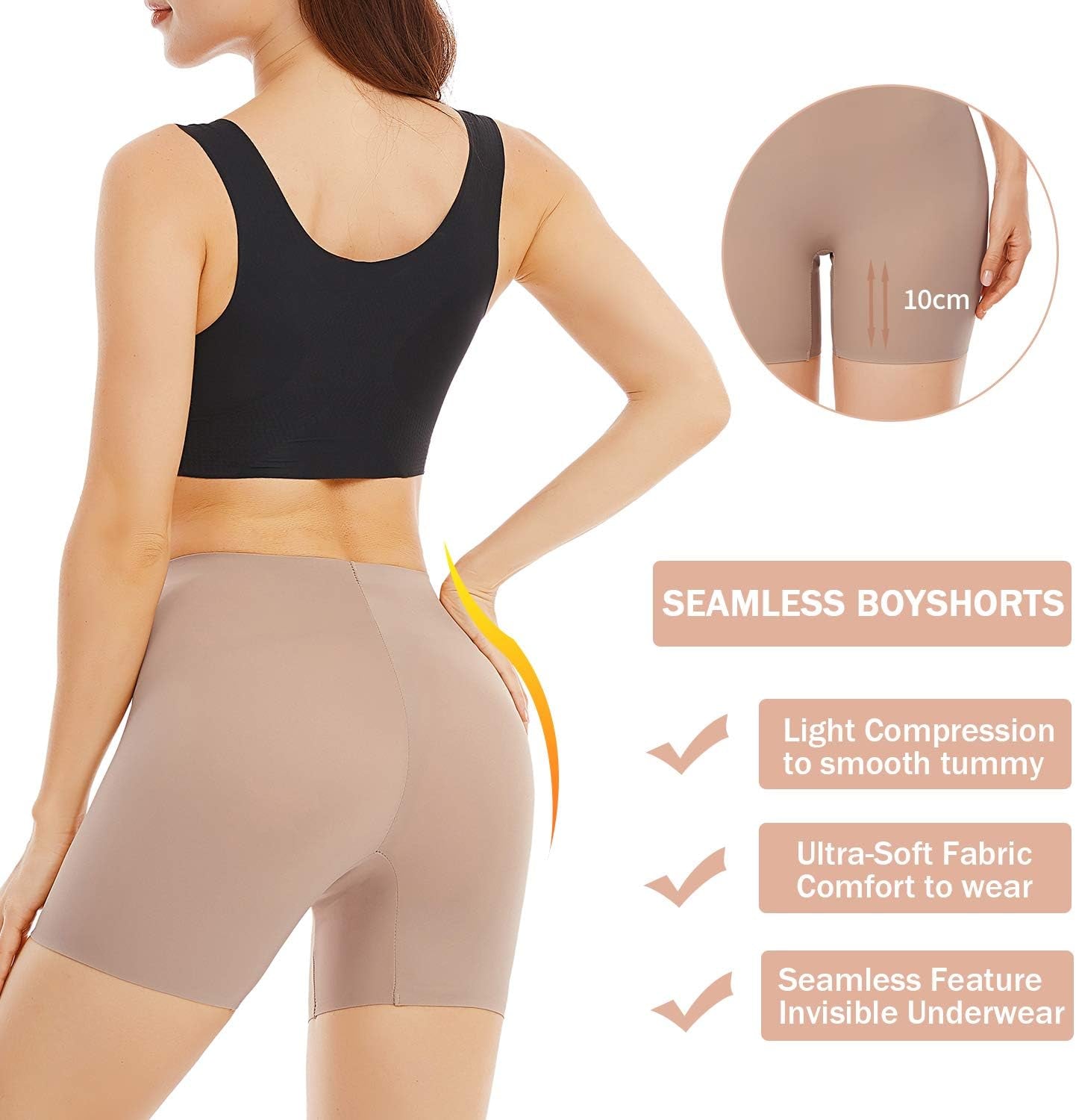 Seamless Slip Shorts for Women under Dress Shaping Boyshorts Panties Tummy Control Shapewear