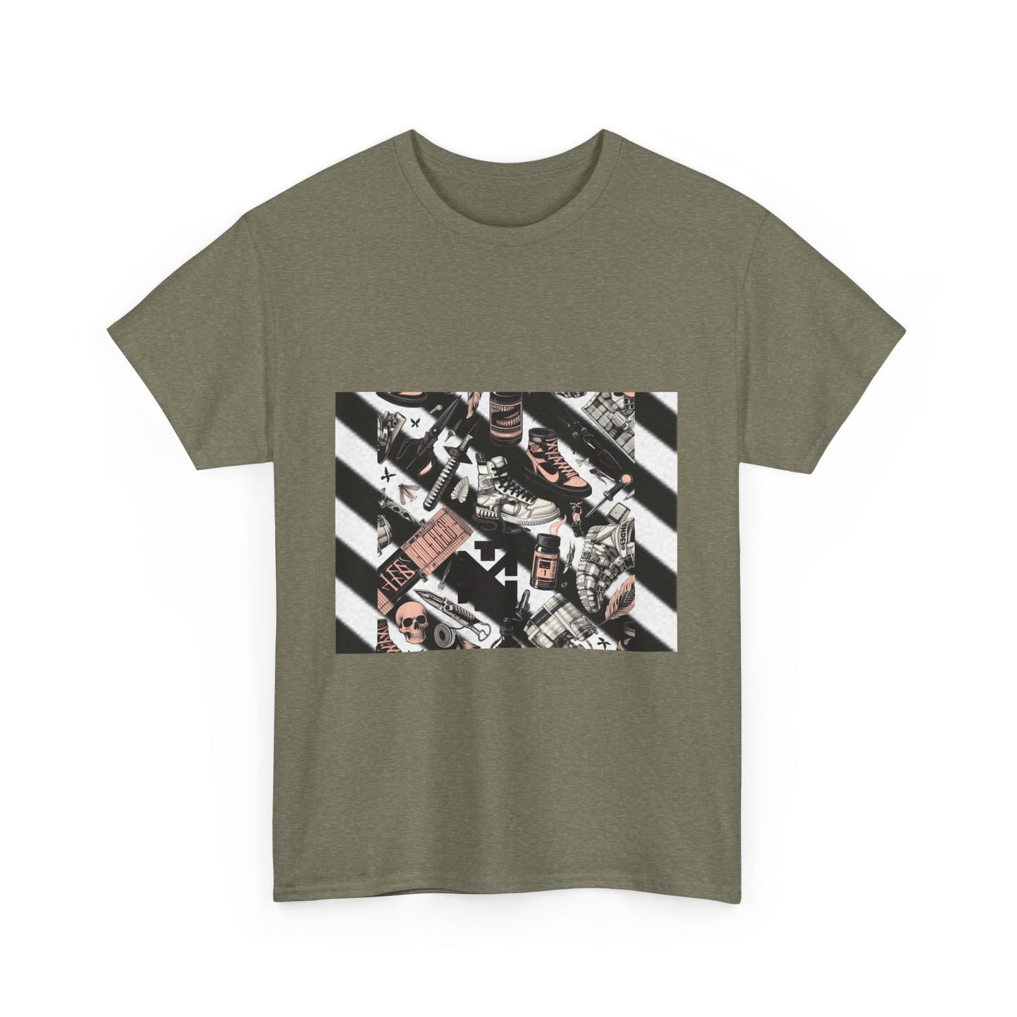 Graphic Unisex Heavy Cotton Tee - Urban Streetwear Vibe Off-White Inspired
