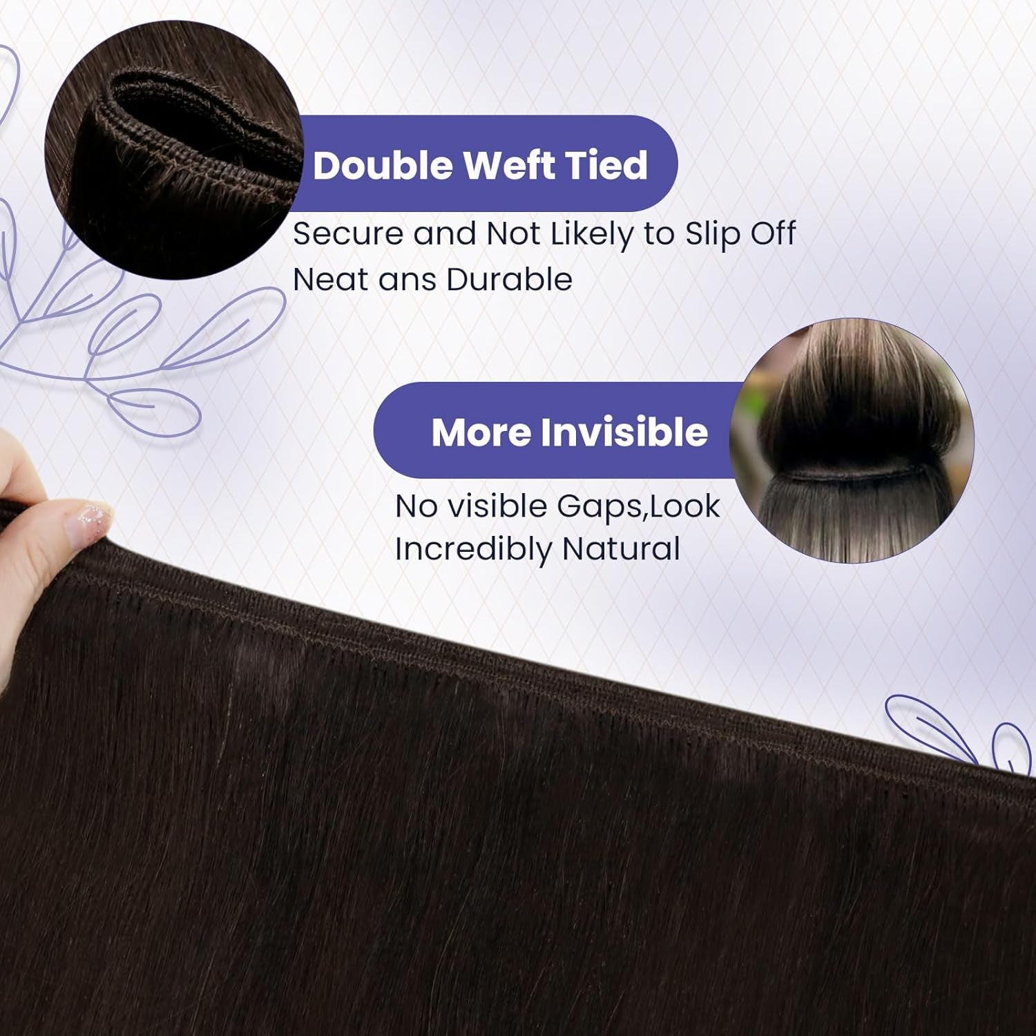 Dark Brown Hair Extensions Real Human Hair Weft Sew in Hair Extensions 24 Inch 120G Brown Human Hair Extensions Weft Sew in Hair Extensions Real Human Hair Black Women #2