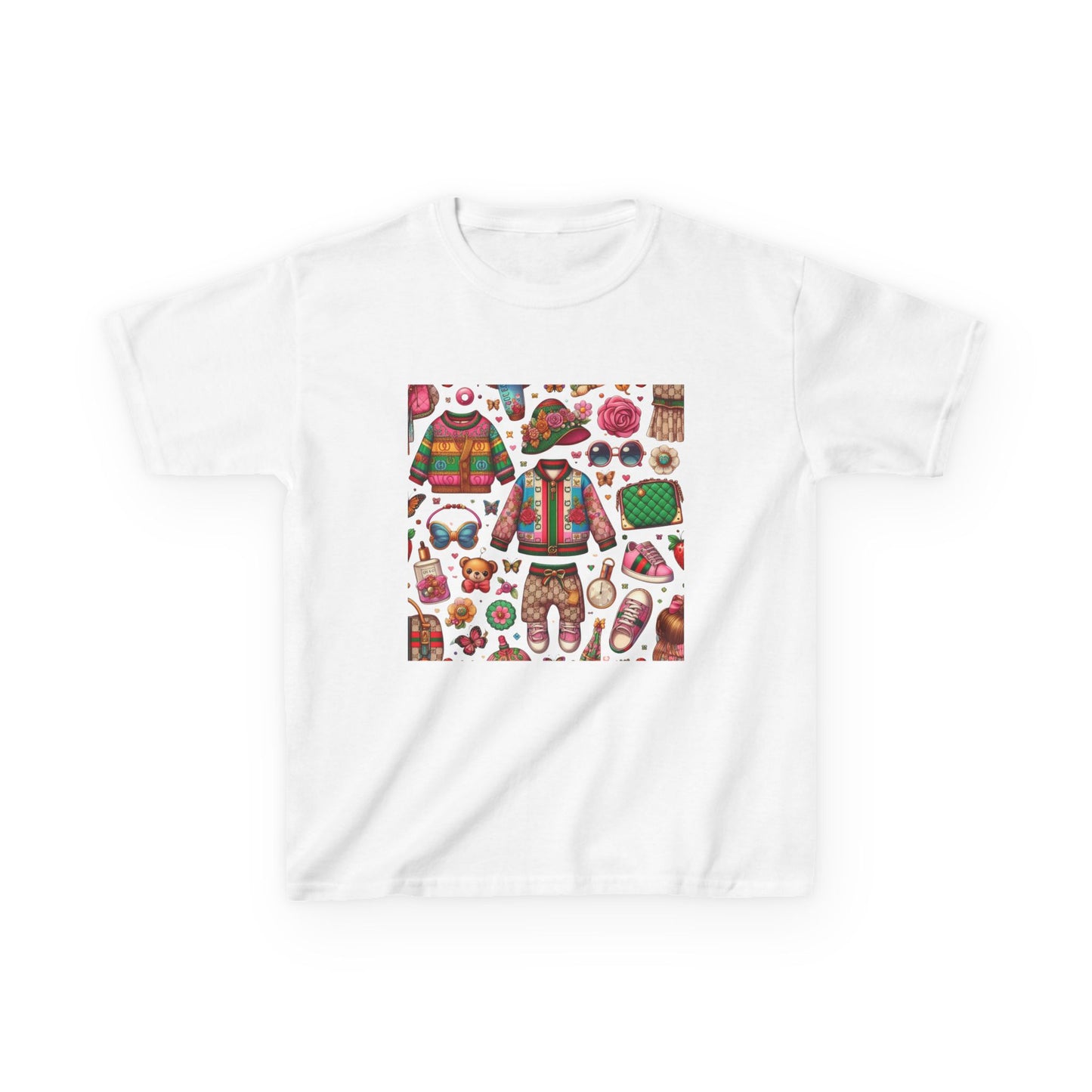 Whimsical Gucci-Inspired Kids' Tee with Fun Patterns for Playful Days