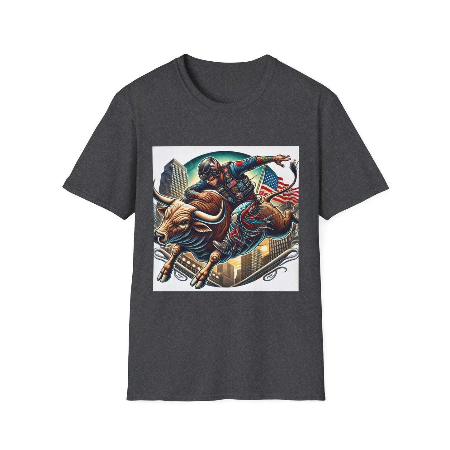 Professional Bull Riders 3D tattoo image featuring Albany City in New York State Unisex Softstyle T-Shirt