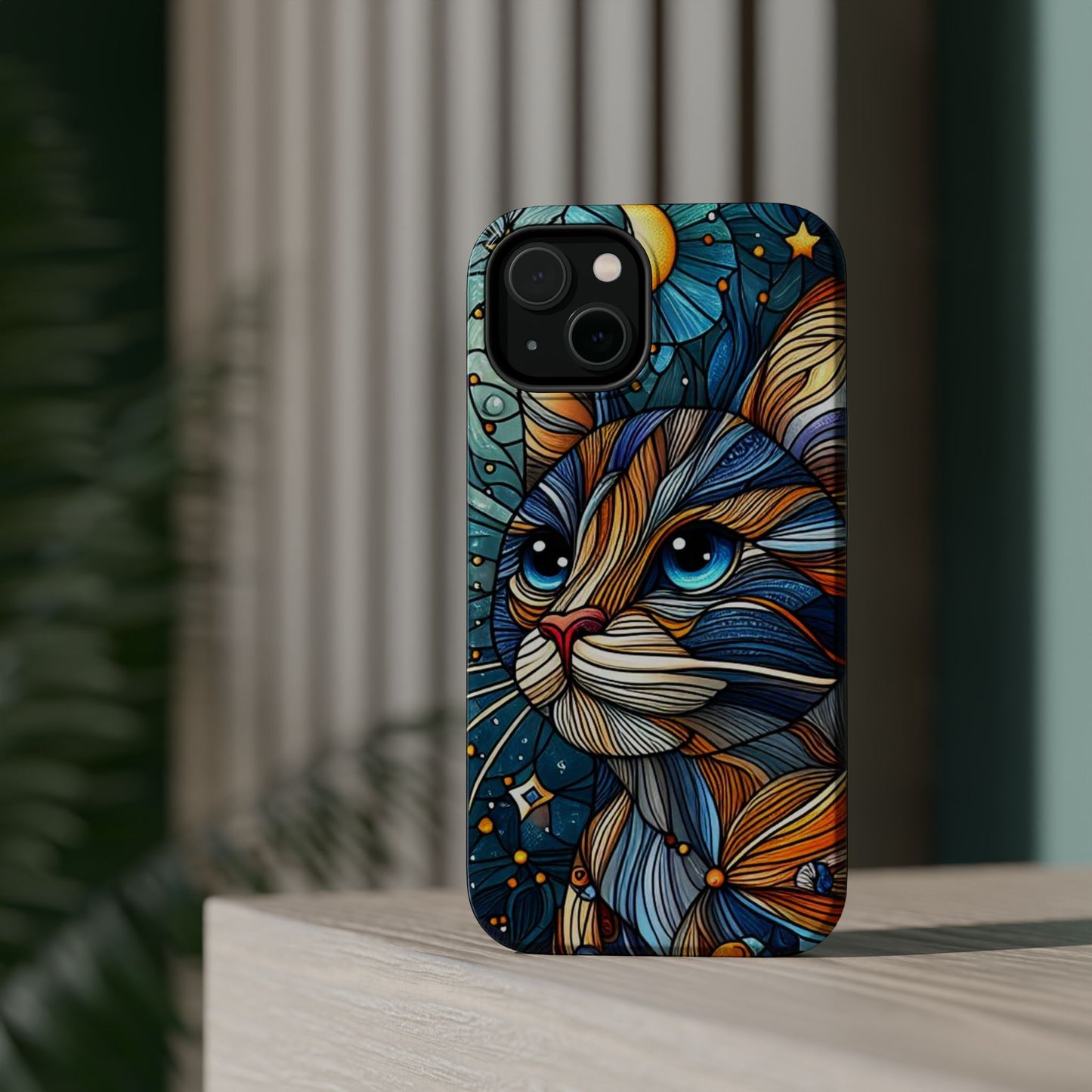 Cat-Stained Glass Magnetic Tough Cases