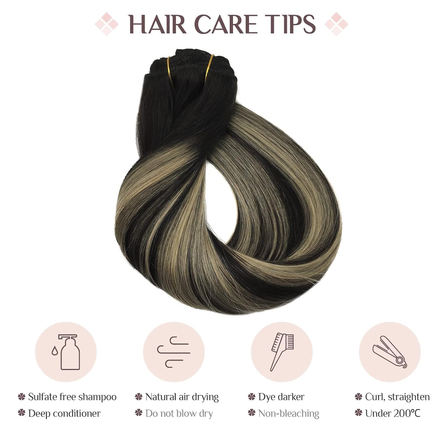 Hair Extensions Clip in Human Hair, 7 Pcs Balayage Natural Black to Light Blonde Hair Extensions, 80G 12 Inch Real Hair Extensions Clip in Human Hair Natural Straight Hair Extensions