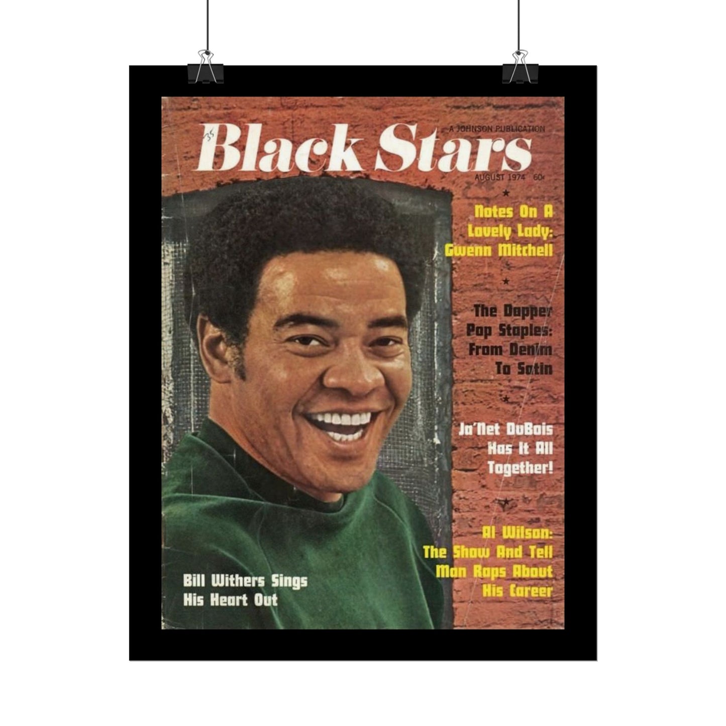 Vintage Music Rolled Posters - Bill Withers, August 1974 Design