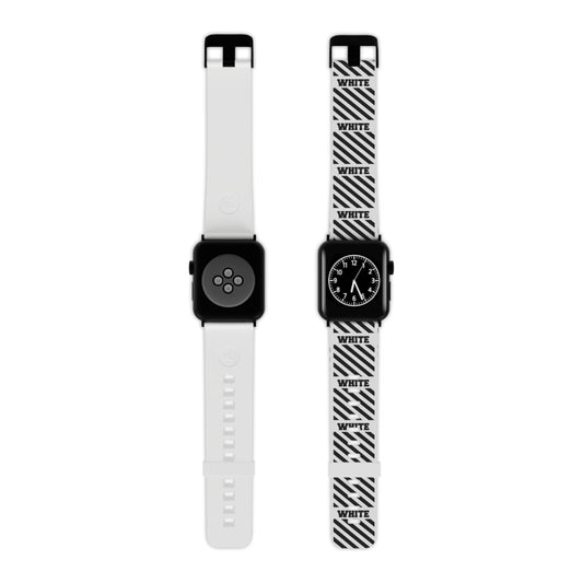 Stylish Black & Off-White Inspired Apple Watch Band - Modern Design with 'WHITE' Text