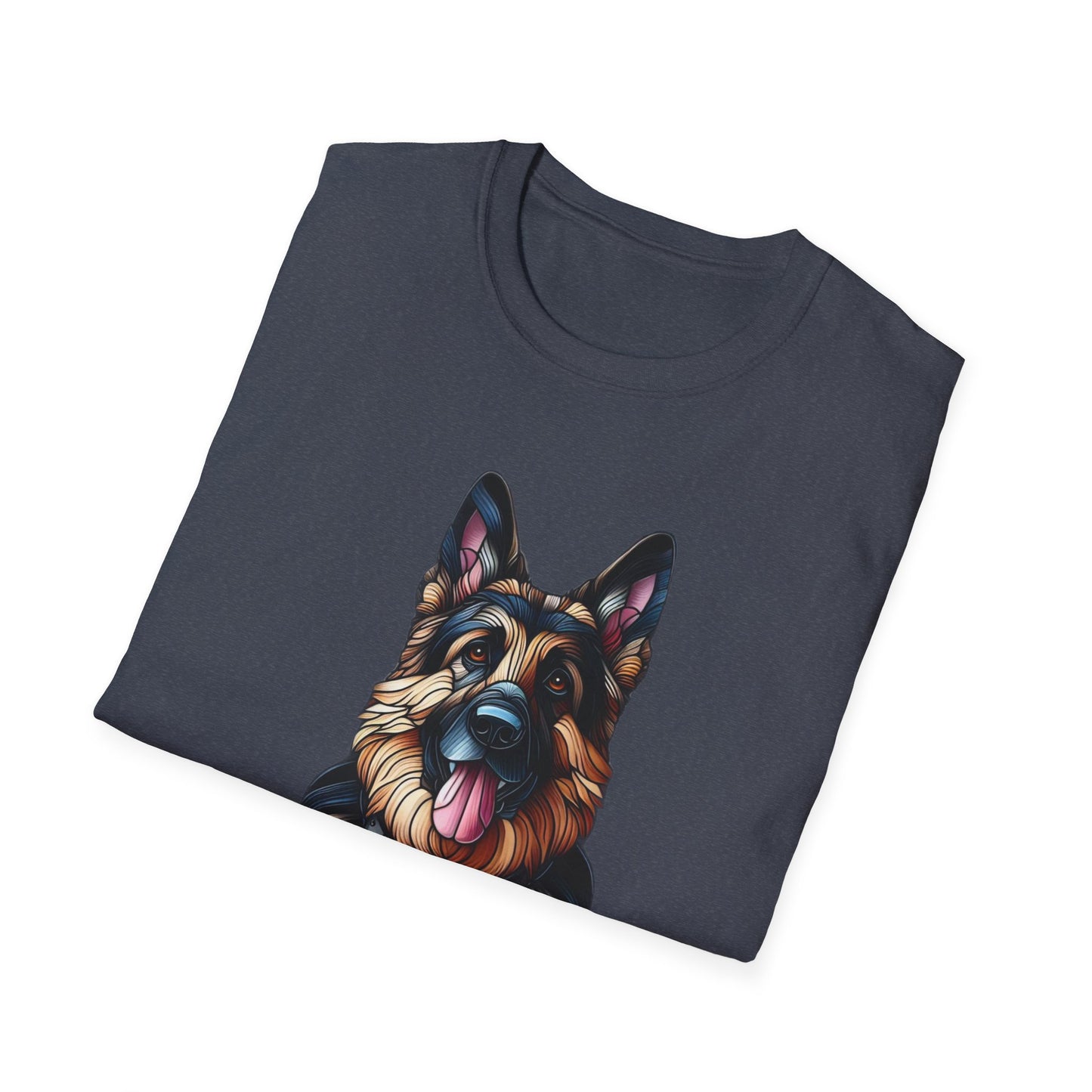 German Shepherd Stained Glass Unisex Softstyle T-Shirt