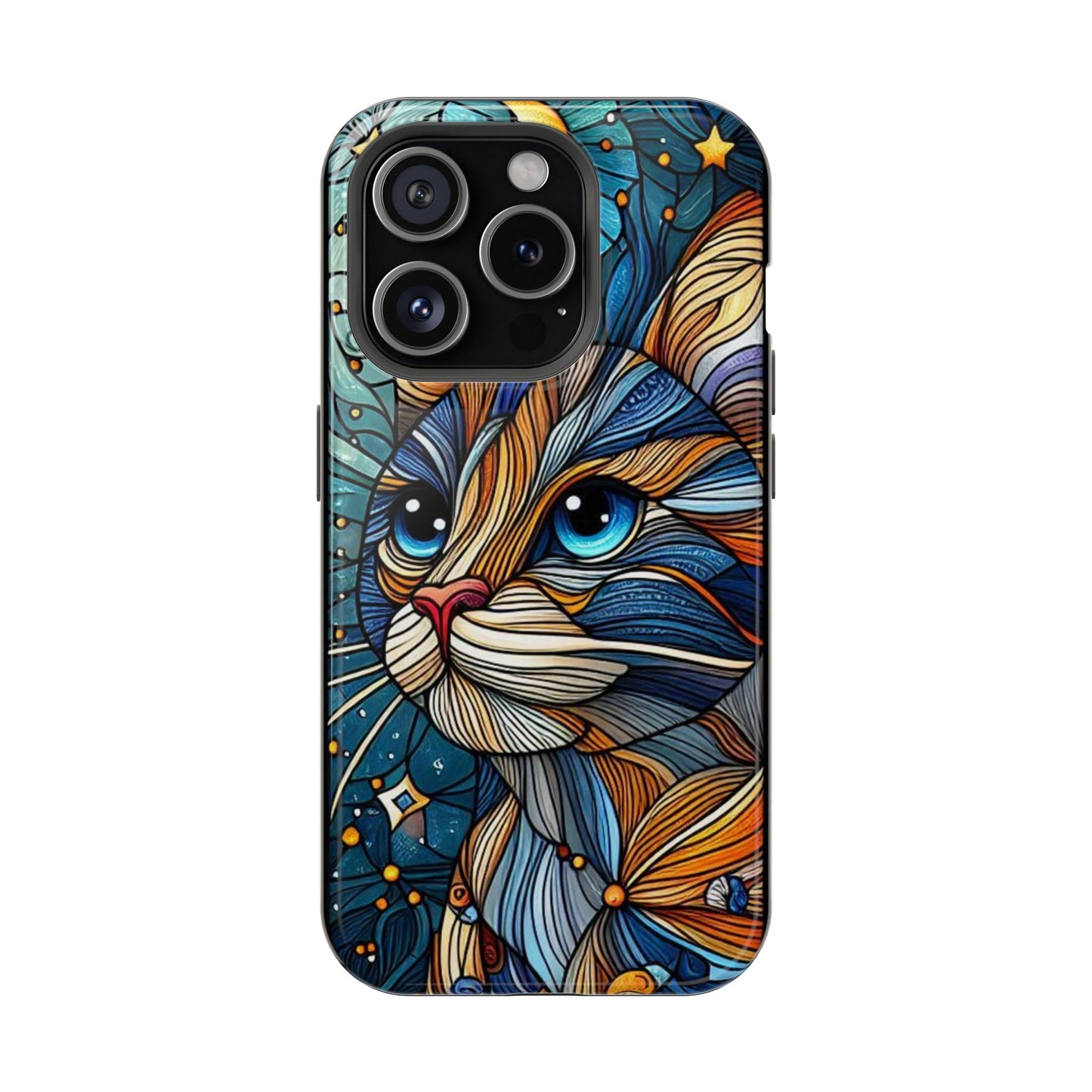 Cat-Stained Glass Magnetic Tough Cases