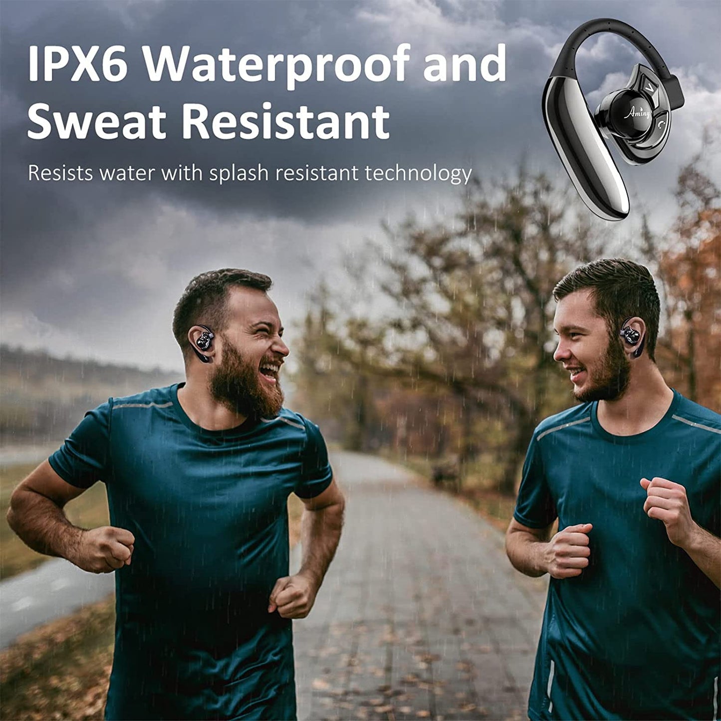 Bluetooth Headset,Wireless Bluetooth Earpiece Compatible with Iphone/Android Cell Phones,Auriculares Bluetooth Earpiece 28 Hrs Talking Time V5.3 Wireless Headset,Button Depress Version TRUCK DRIVER