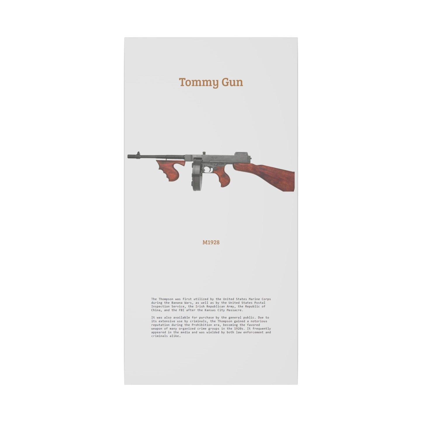 Thompson submachine gun TOMMY GUN M1928 Matte Canvas, Stretched, 0.75" (Multi-Size)