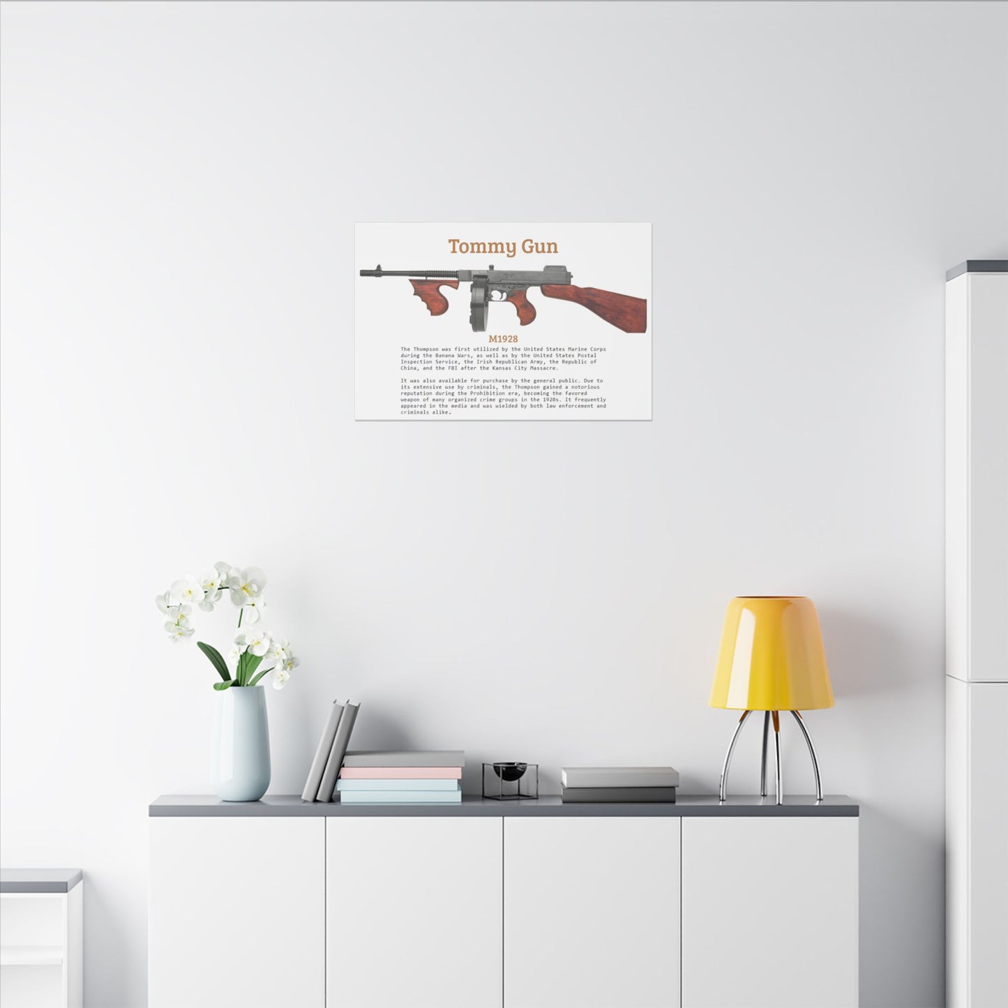 Thompson submachine gun TOMMY GUN M1928 Matte Canvas, Stretched, 0.75" (Multi-Size)
