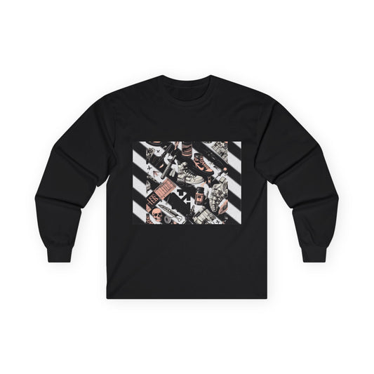 Vintage Off-White Inspired Graphic Long Sleeve Tee