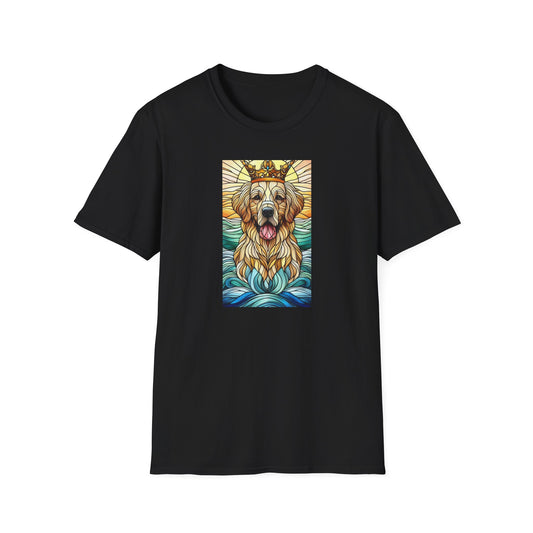Golden Retriever Animal Stained Glass Design Unisex Softstyle T-Shirt