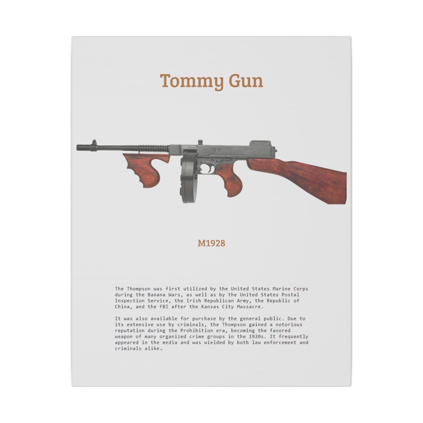 Thompson submachine gun TOMMY GUN M1928 Matte Canvas, Stretched, 0.75" (Multi-Size)