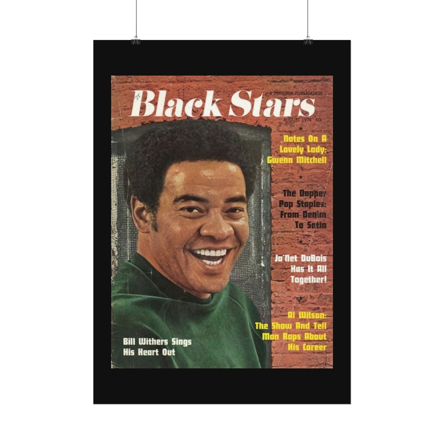 Vintage Music Rolled Posters - Bill Withers, August 1974 Design