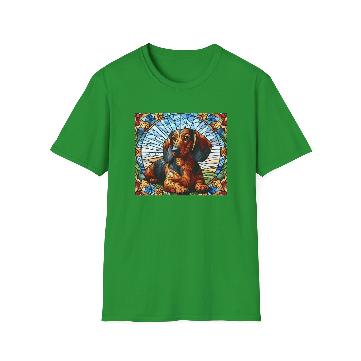 Dachshund Stained Glass Unisex Softstyle T-Shirt