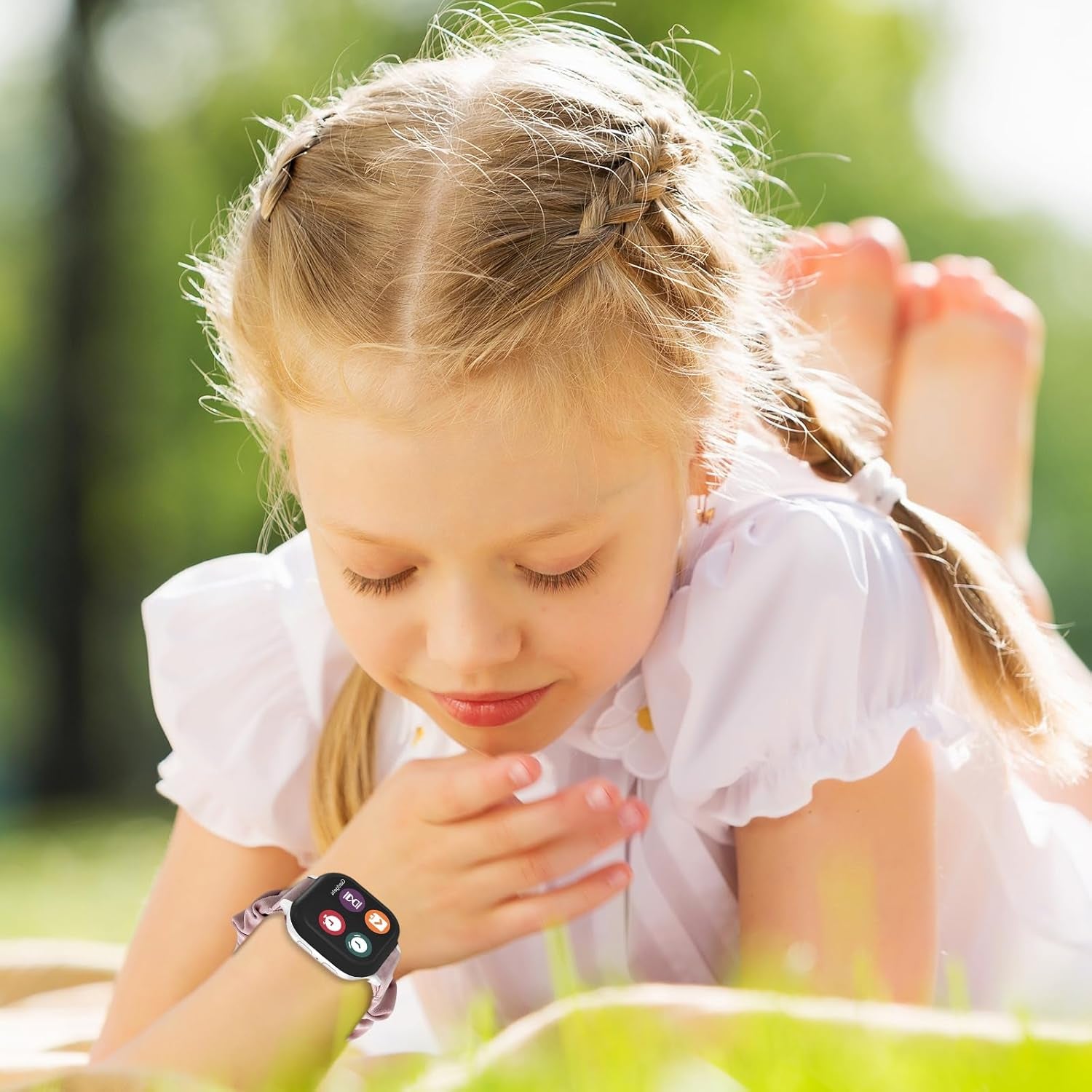 Scrunchie Band Compatible with Gizmo Watch 3/2/1 & Gabb Watch 3/2/1 & Syncup Kids Watch, Cute Printed Stretchy Solo Loop Band Replacement, Easy to Take on and Off