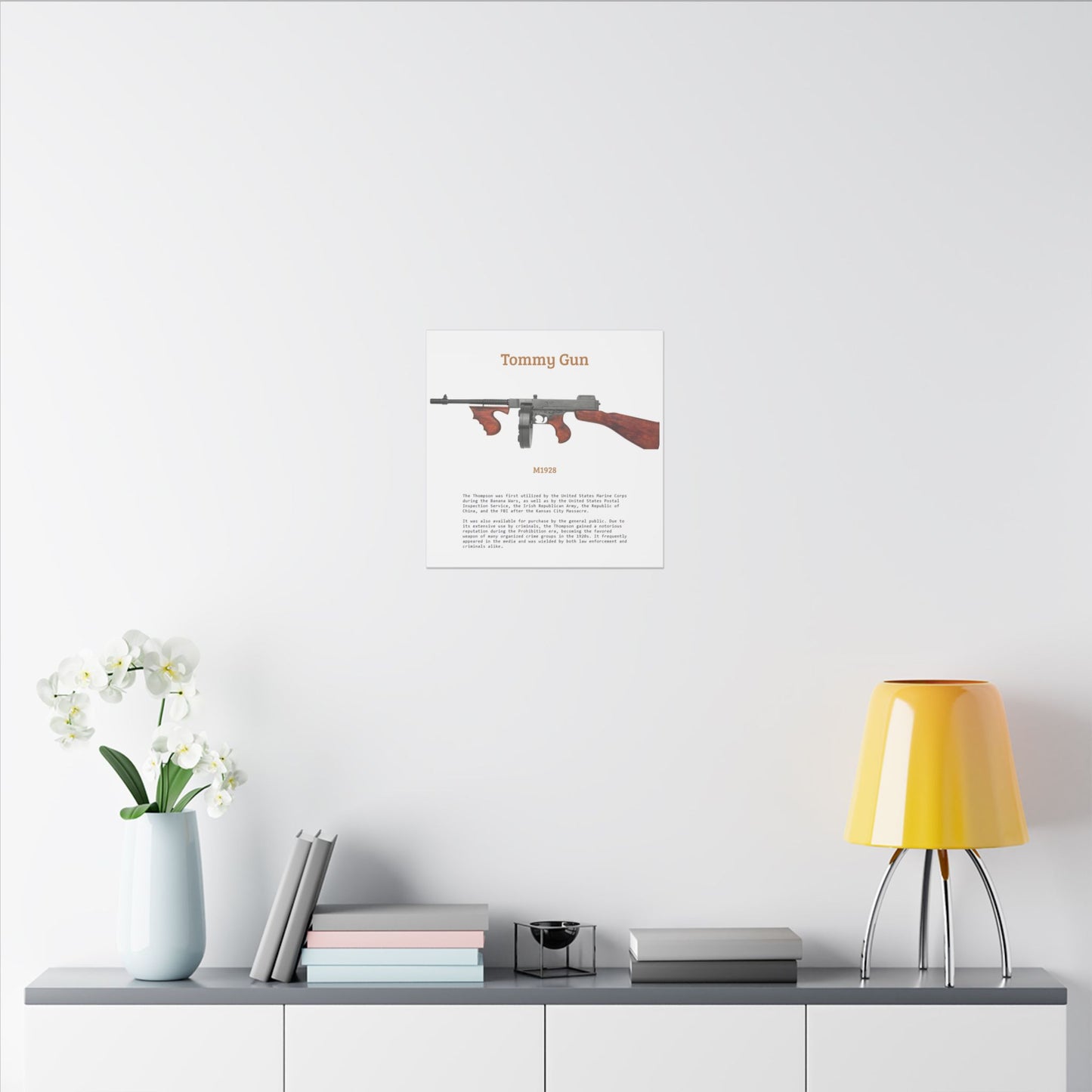 Thompson submachine gun TOMMY GUN M1928 Matte Canvas, Stretched, 0.75" (Multi-Size)