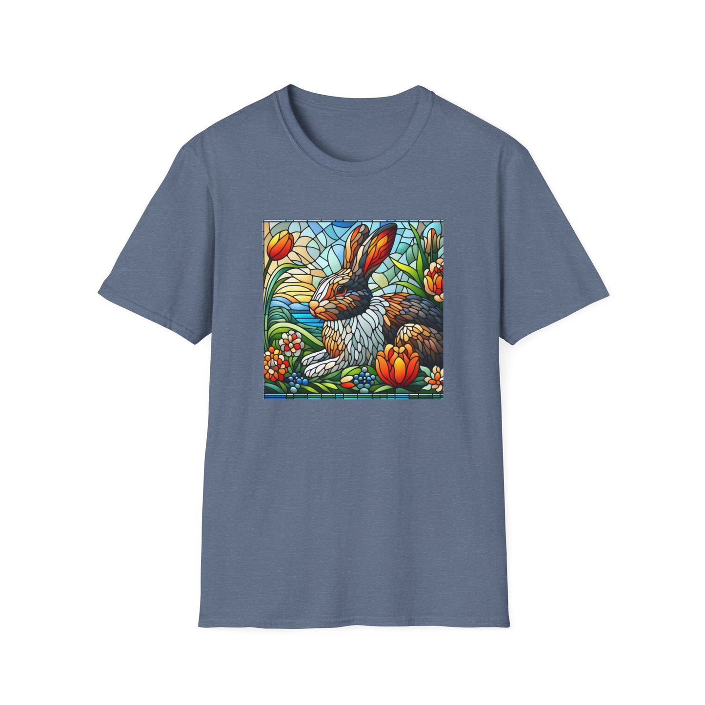 Dutch Rabbit Animal Stained Glass DesignUnisex Softstyle T-Shirt