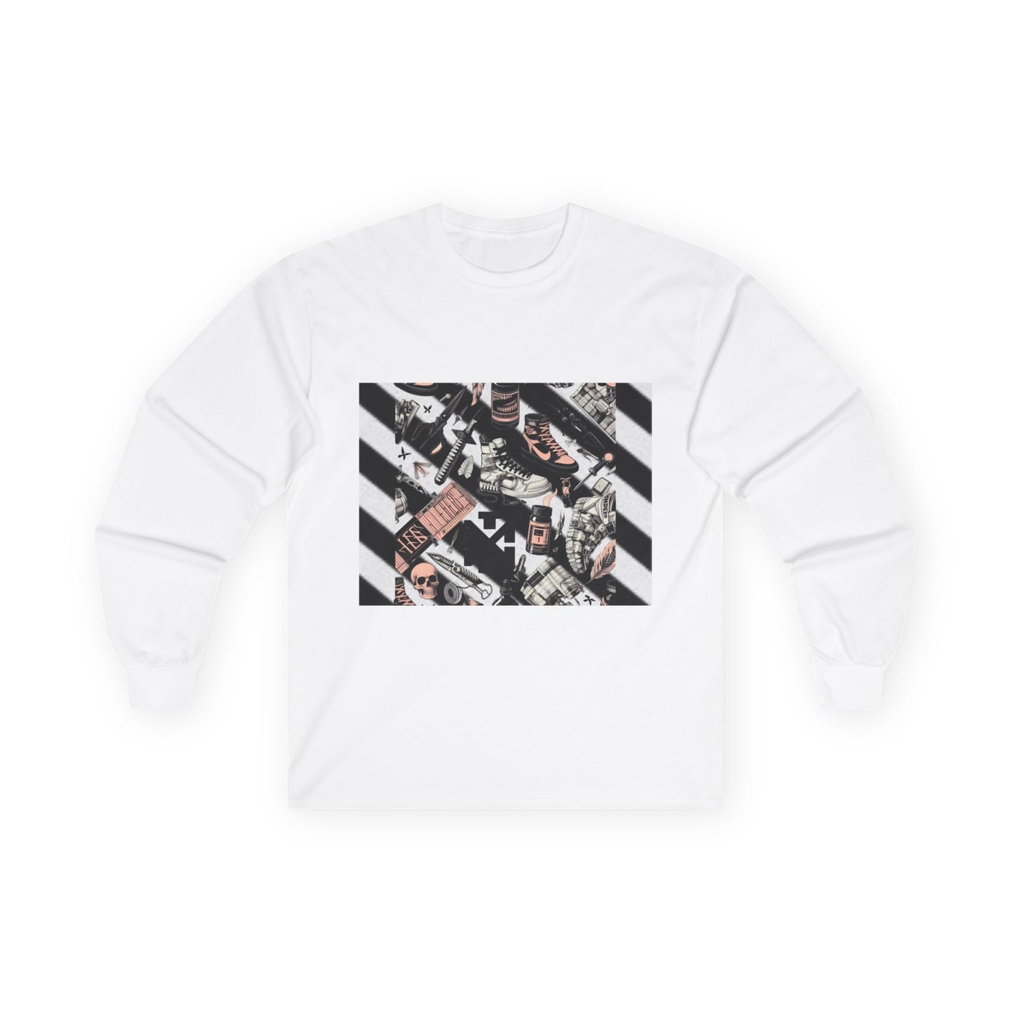 Vintage Off-White Inspired Graphic Long Sleeve Tee