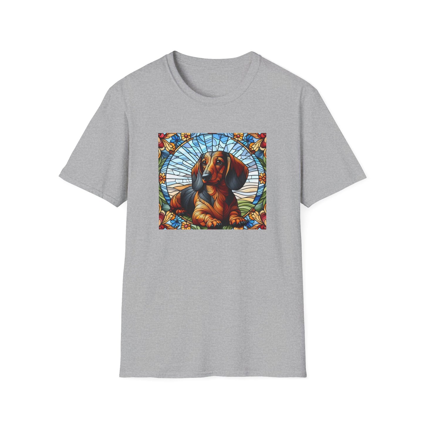 Dachshund Stained Glass Unisex Softstyle T-Shirt