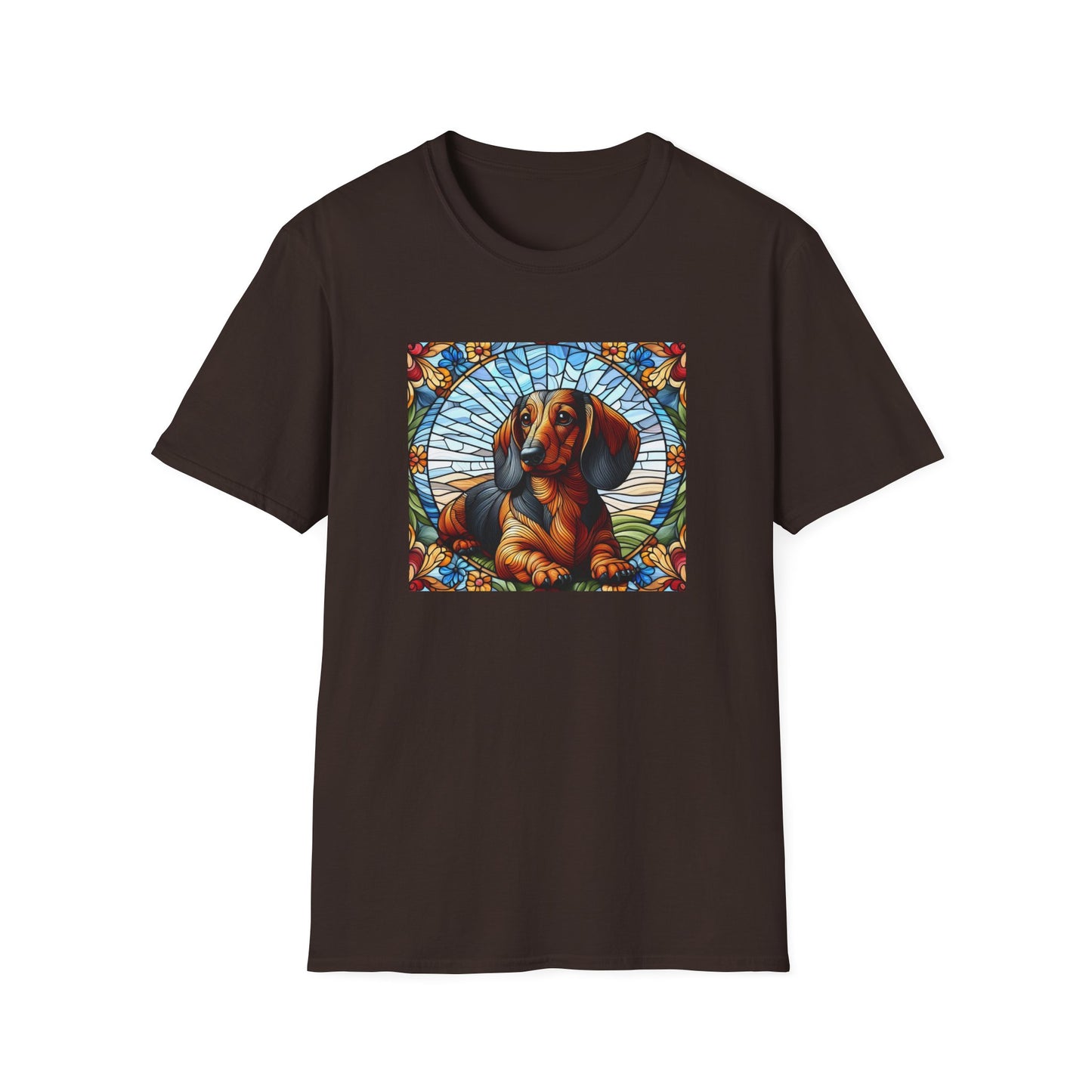 Dachshund Stained Glass Unisex Softstyle T-Shirt