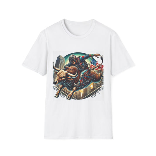Professional Bull Riders 3D tattoo image featuring Albany City in New York State Unisex Softstyle T-Shirt