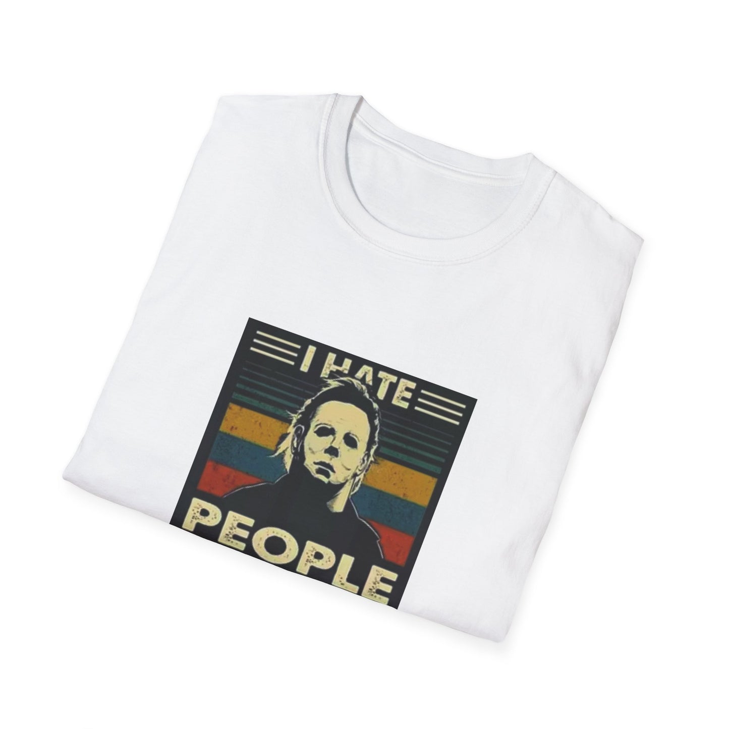 Tees Michael Myers I Hate People Vintage Print Short-Sleeved Tee Men'S Black T Shirt Unisex Softstyle T-Shirt