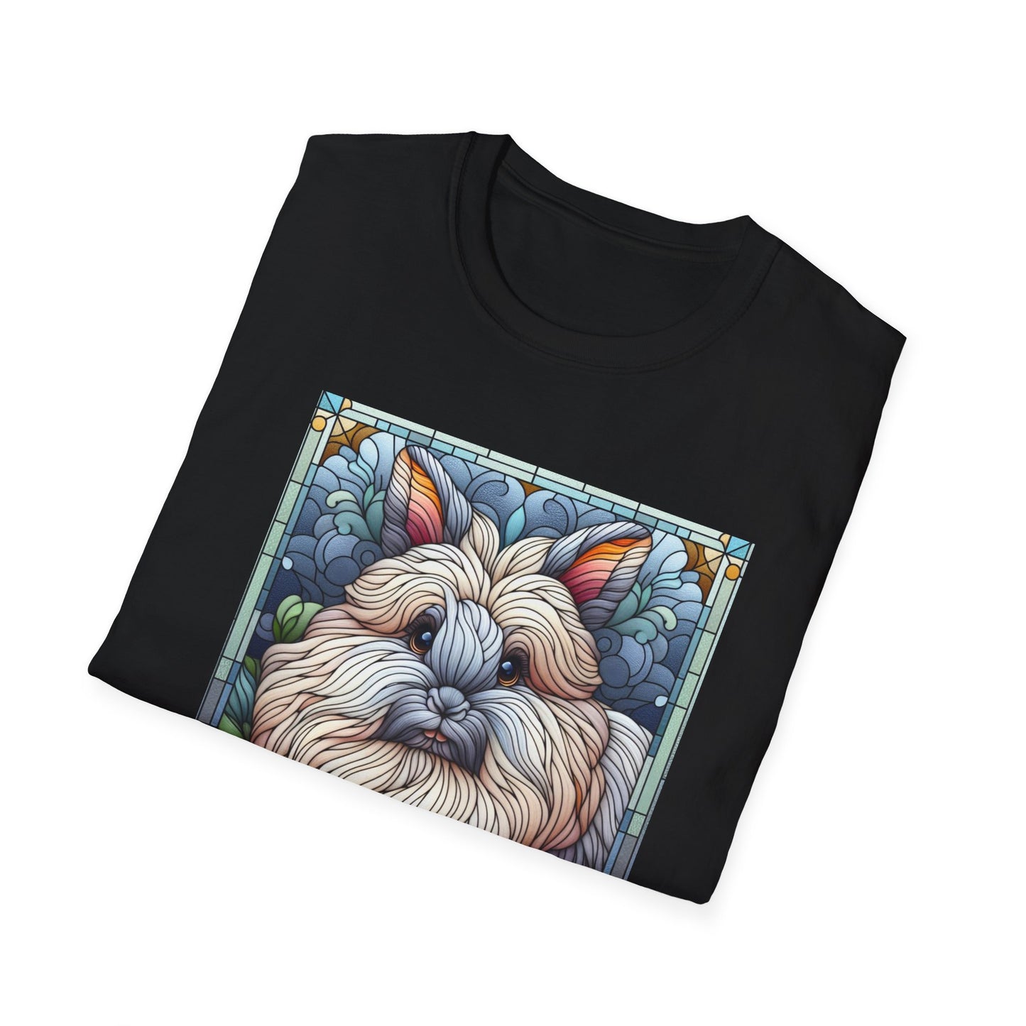 Angora Rabbit Animal Stained Glass Design Unisex Softstyle T-Shirt