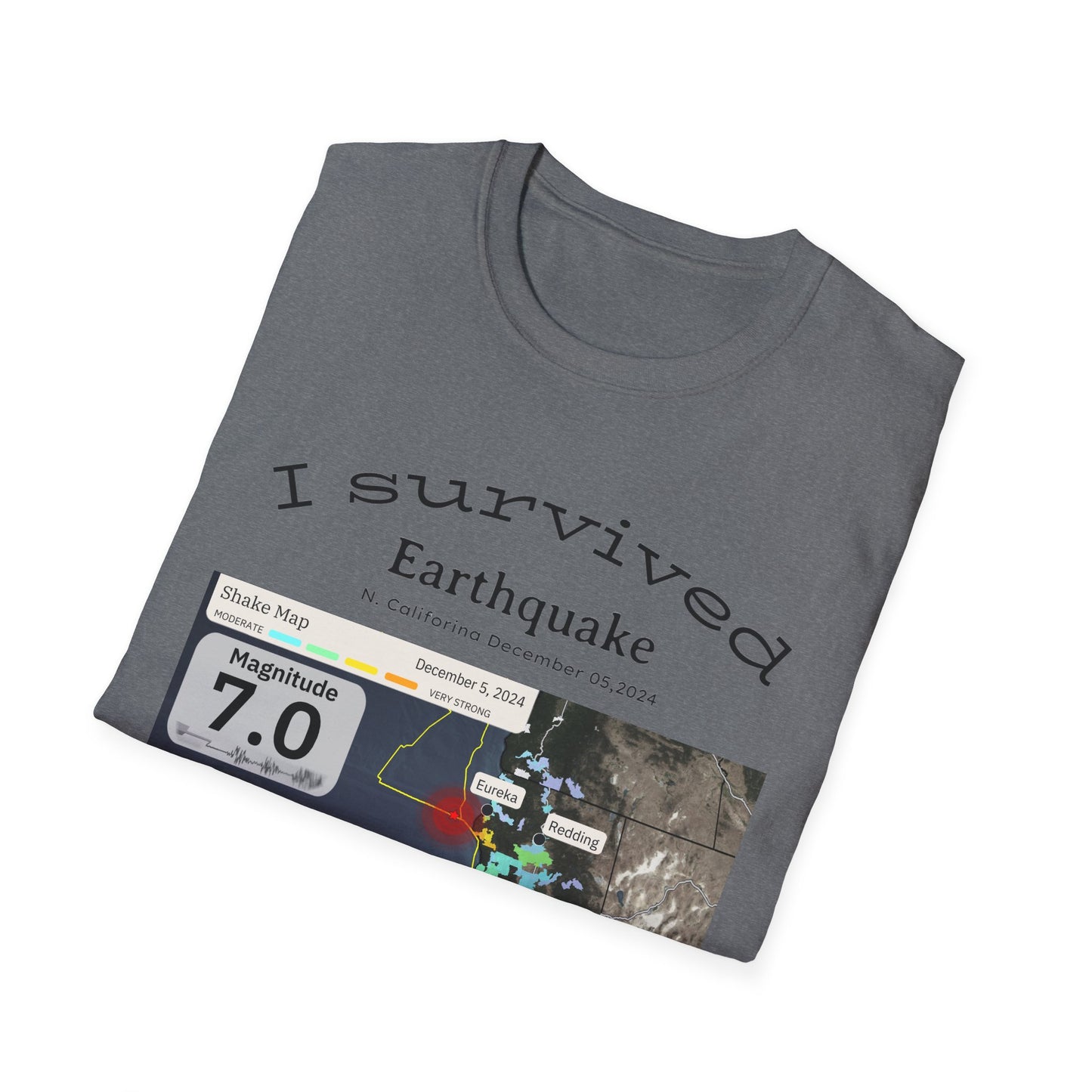 I survived Earthquake N. California December 5, 2024, Unisex Softstyle T-Shirt