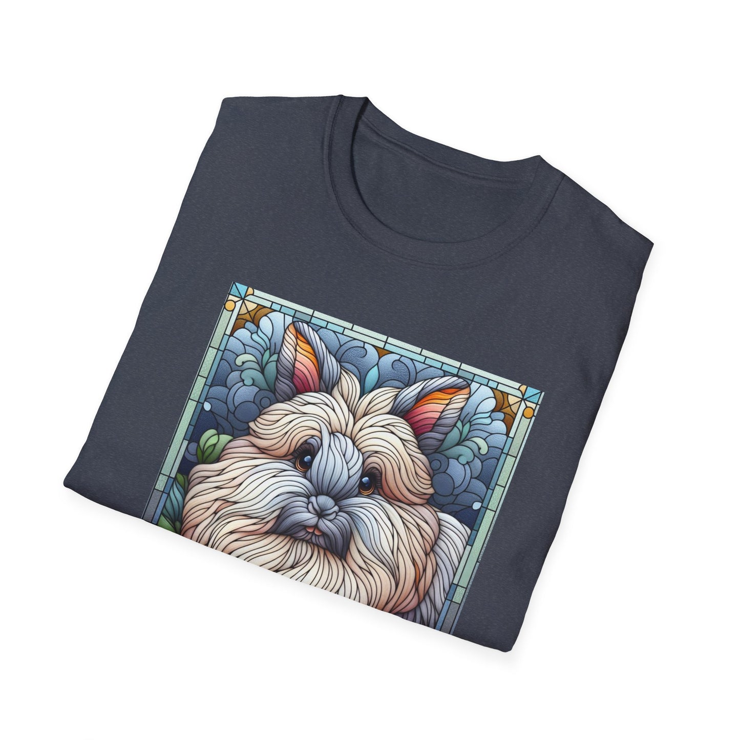 Angora Rabbit Animal Stained Glass Design Unisex Softstyle T-Shirt