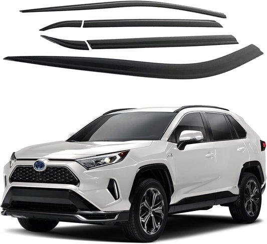 Tape-On Rain Guards Window Visors 6 Pcs Set for Toyota Rav4 2019 2020 2021 2022 2023 2024 / Window Deflectors, Out-Channel Vent Shades (Smoked)