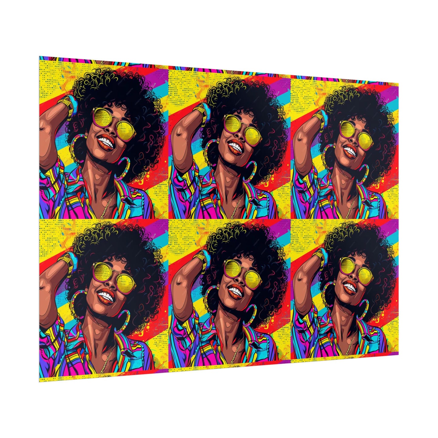 Woman afro hair with braids fat black color drawing Rolled Posters