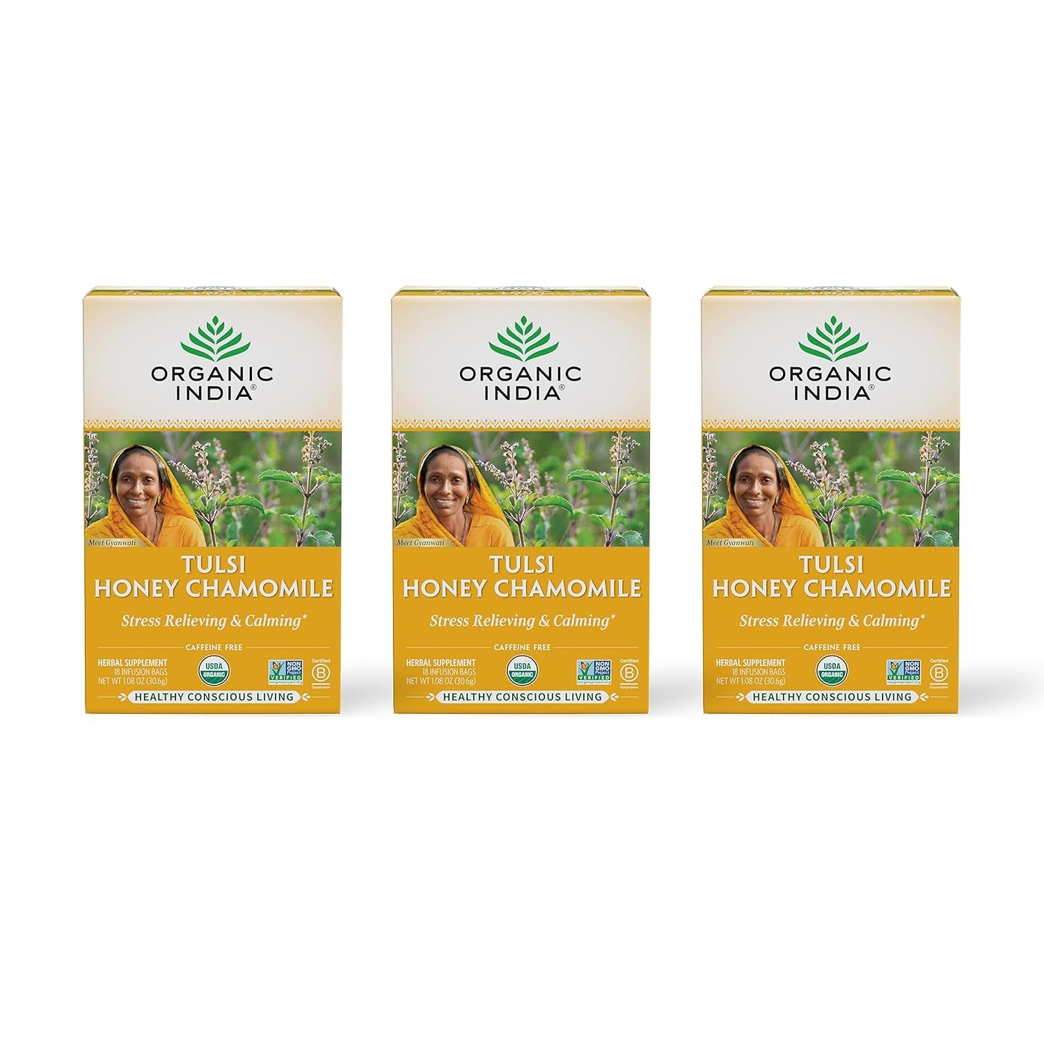 Calming Tulsi Ashwagandha Herbal Tea - Holy Basil Tea with Ashwagandha Root, Supports Restful Sleep - Adaptogen, Vegan, USDA Certified Organic, Non-Gmo - 18 Infusion Bags, 3 Pack TLBH