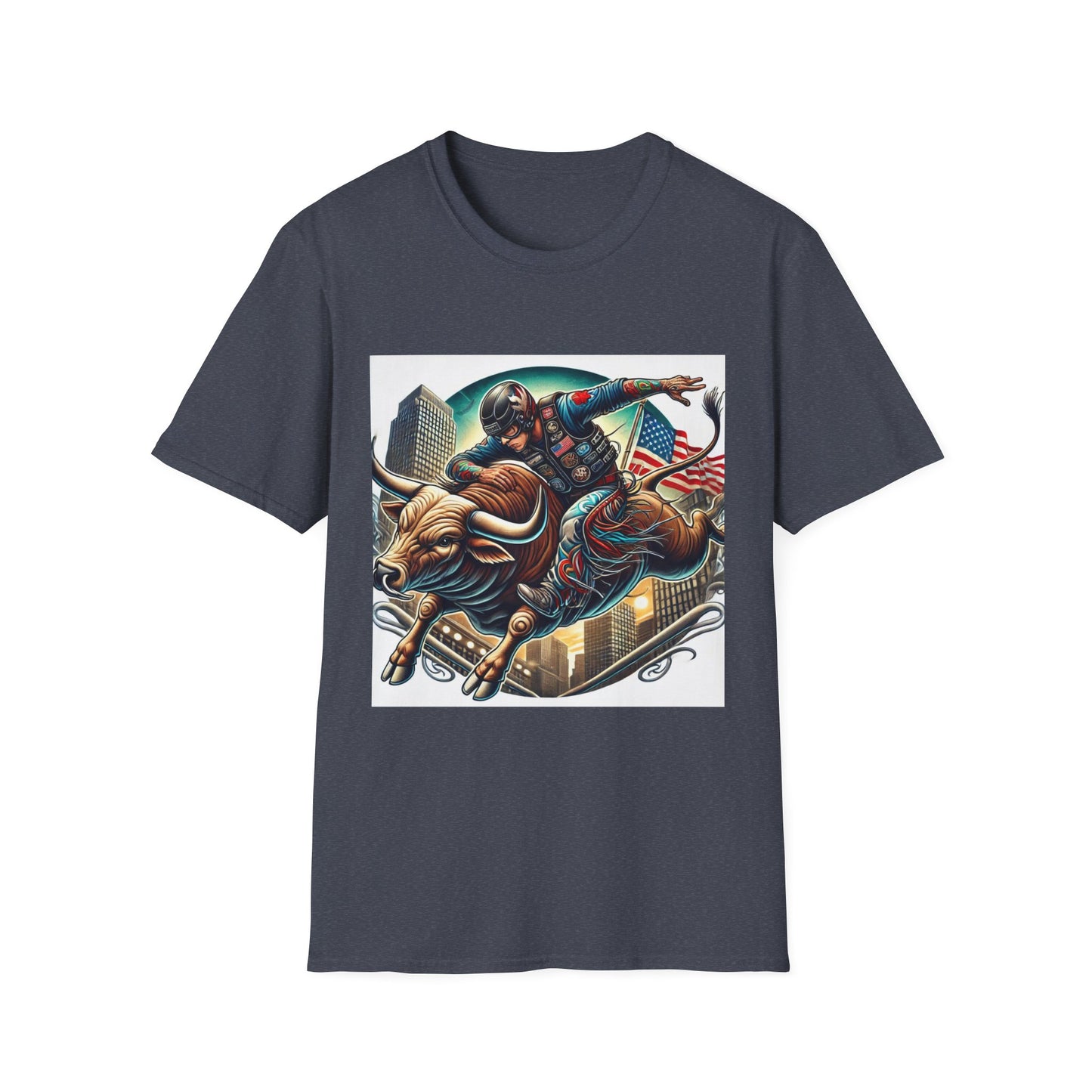 Professional Bull Riders 3D tattoo image featuring Albany City in New York State Unisex Softstyle T-Shirt