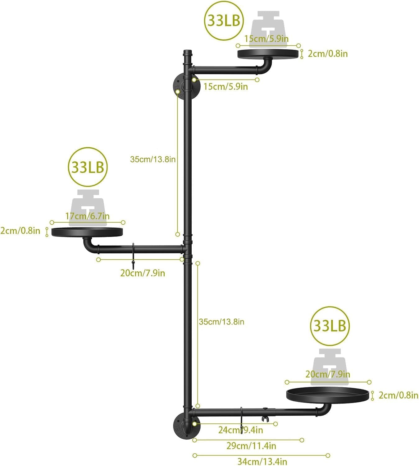 Rotating Window Plant Shelves, 3-Tier Metal Window Sill Shelf for Plants Indoor, Wall Mounted Plant Hanger Plant Holder Stand with 2 S-Shaped Hooks, Home Decor Perfect Gifts for Plant Lovers