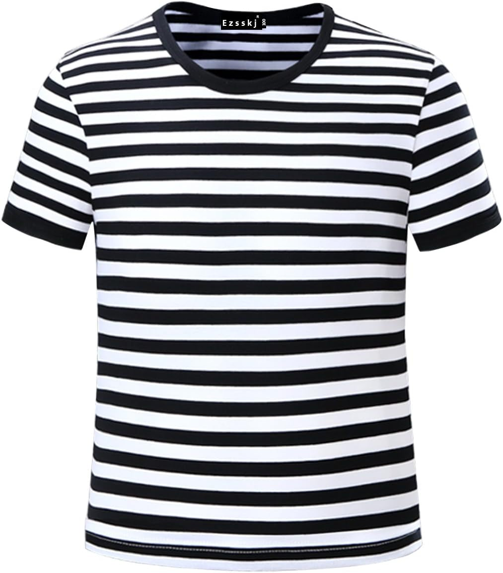 Kid'S Boys Pugsley Addams Shirt Black White Striped Mime T Shirt Halloween Costumes Bank Robber Novelty T-Shirts