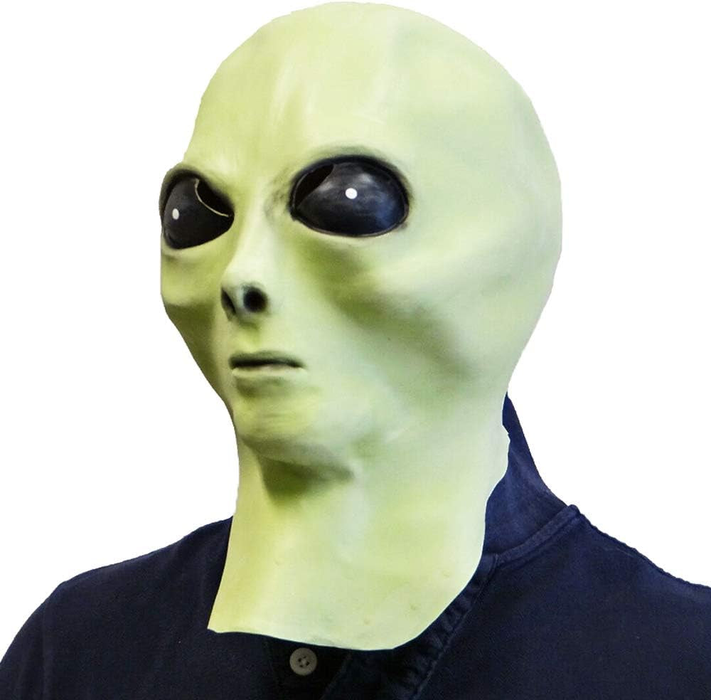 Realistic Alien Mask Latex Halloween Glow Effect Party Costume Carnival UFO Fancy Dress Multicoloured