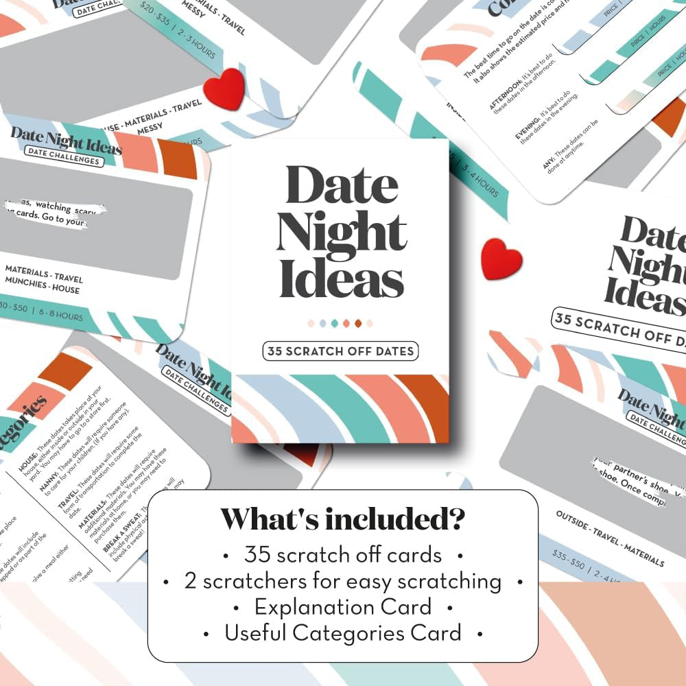 Romantic Couples Valentines Day Gifts for Her, Him - Fun & Adventurous Scratch off Date Night Ideas Card Game - Birthday Gifts for Boyfriend, Girlfriend, Wife, Husband, Engagement or Anniversaries